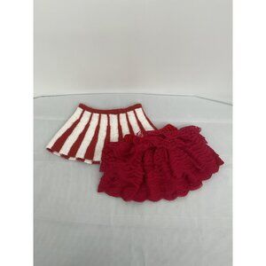 Baby Doll & Stuffed Animal Skirt Set Red Lace & Red/White Striped Knit Design
